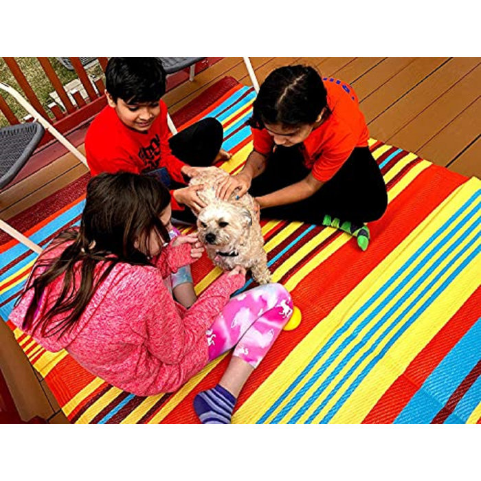 BalajeesUSA Striped Rectangle 9' x 12' Polypropylene Outdoor Plastic